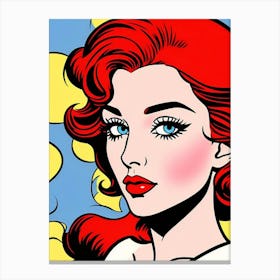 Chromatic Charisma: A Woman's Portrait in Neon Pop Art Canvas Print