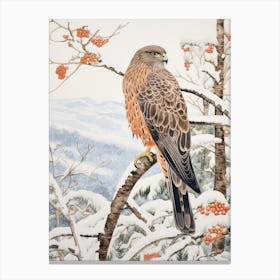 Winter Bird Painting Hawk 1 Canvas Print