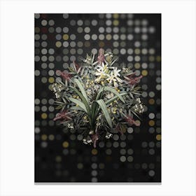 Vintage Pancratium Illyricum Flower Wreath on Dot Bokeh Pattern n.0454 Canvas Print