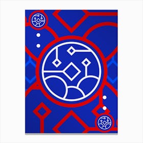 Geometric Abstract Glyph in White on Red and Blue Array n.0024 Canvas Print