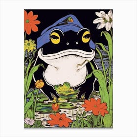 Frog In The Garden,  Matsumoto Hoji Inspired Japanese 12 Canvas Print