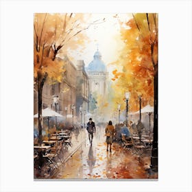 Berlin Germany In Autumn Fall, Watercolour 2 Canvas Print