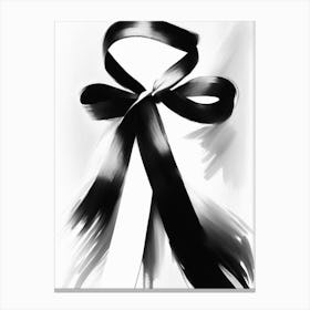 Hope Ribbon Symbol Black And White Painting Canvas Print