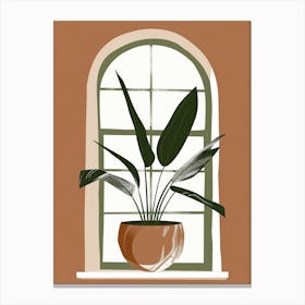 Potted Plant In Window Canvas Print