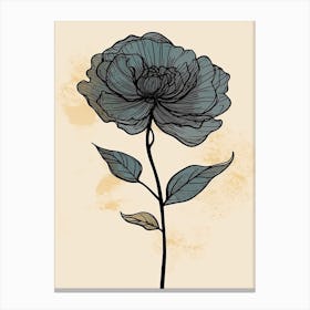 Line Art Marigold Flowers Illustration Neutral 6 Canvas Print