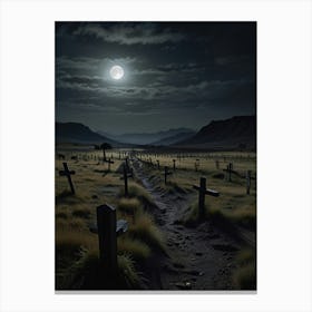 Graveyard At Night Canvas Print