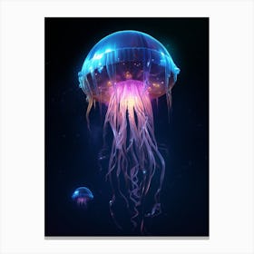 Lions Mane Jellyfish Neon Illustration 9 Canvas Print