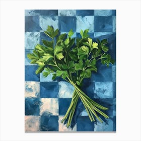 Herbs Blue Checkerboard 1 Canvas Print