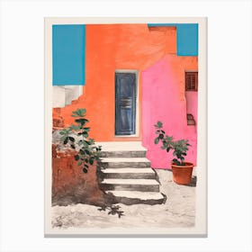 A House In Capri, Abstract Risograph Style 4 Canvas Print