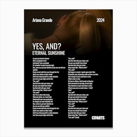 Yes, and? Ariana Grande - Lyrics Poster Canvas Print