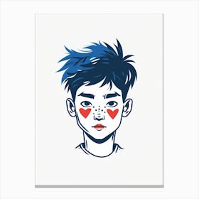 Boy With Hearts On His Face Canvas Print