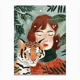 Tiger And Girl Canvas Print