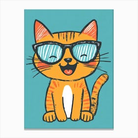 Cute Cat With Glasses 1 Canvas Print