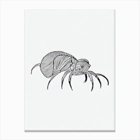 Hermit Crab Black & White Drawing Canvas Print