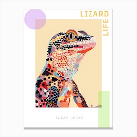 Coral Tokay Gecko Abstract Modern Illustration 5 Poster Canvas Print