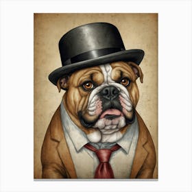 Bulldog In Top Hat Canvas Print