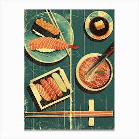 Japanese Sushi Meal Mid Century Modern Canvas Print