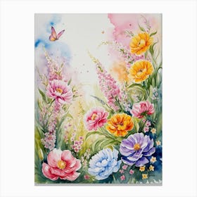 Watercolor Of Flowers 10 Canvas Print