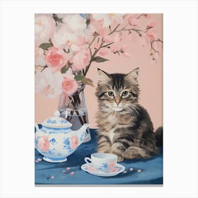 Animals Having Tea   Cat Kittens 6 Canvas Print