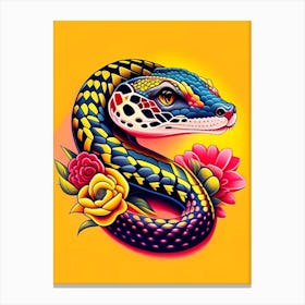 Eastern Diamondback Rattlesnake Tattoo Style Canvas Print