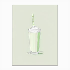 Pistachio Milkshake Dairy Food Minimal Line Drawing 1 Canvas Print