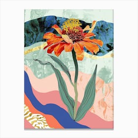 Colourful Flower Illustration Zinnia 4 Canvas Print