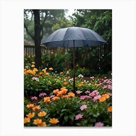 Umbrella In The Rain Canvas Print