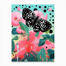 Butterfly And Flowers | Inspired by Yayoi Kusama Canvas Print