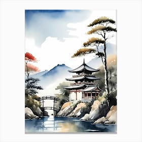 Japanese Landscape Watercolor Painting (51) 1 Canvas Print