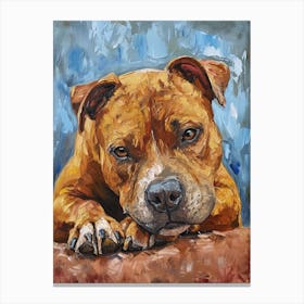 Staffordshire Bull Terrier Acrylic Painting 3 Canvas Print