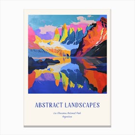 Colourful Abstract Los Glaciares National Park Argentina 4 Poster Blue Canvas Print
