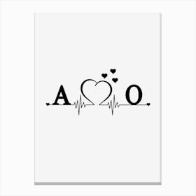 Personalized Couple Name Initial A And O Canvas Print