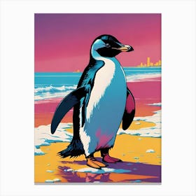 Penguin On The Beach Canvas Print