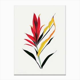 Heliconia Floral Minimal Line Drawing 3 Flower Canvas Print