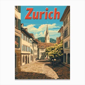 Aihrgdesign A Retro Travel Poster For Zurich 5 Canvas Print