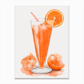 Aperol With Ice And Orange Watercolor Vertical Composition 10 Canvas Print