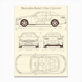 Mercedes Benz C Class Cabriolet 2020 car blueprint Canvas Print