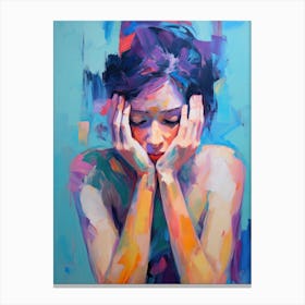 Woman With Her Hands On Her Head Canvas Print