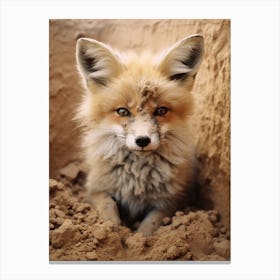 Tibetan Sand Fox Burrowing Photorealism 2 Canvas Print