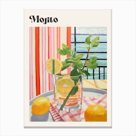 Mojito Retro Cocktail Poster Canvas Print