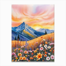 Wildflowers At Sunset Canvas Print