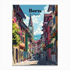 Bern Switzerland Streetview Travel Art Canvas Print