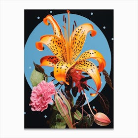 Surreal Florals Gloriosa Lily 3 Flower Painting Canvas Print