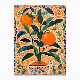 Oranges In A Pot Fruit market Canvas Print
