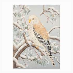 Winter Bird Painting Budgerigar 4 Canvas Print