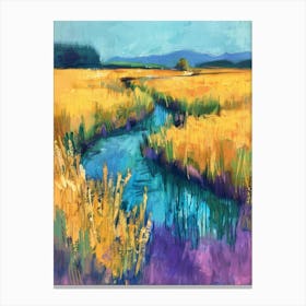 River In A Field Canvas Print