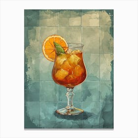 Rum Cocktail Watercolour Canvas Print