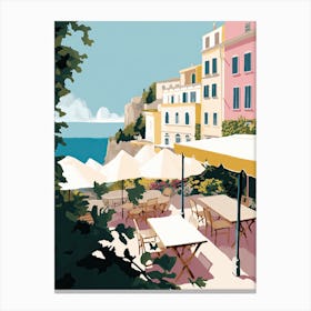 Capri, Italy, Flat Pastels Tones Illustration 1 Canvas Print