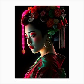 Geisha in Red Light Canvas Print