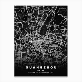 Guangzhou China Black Map Canvas Print